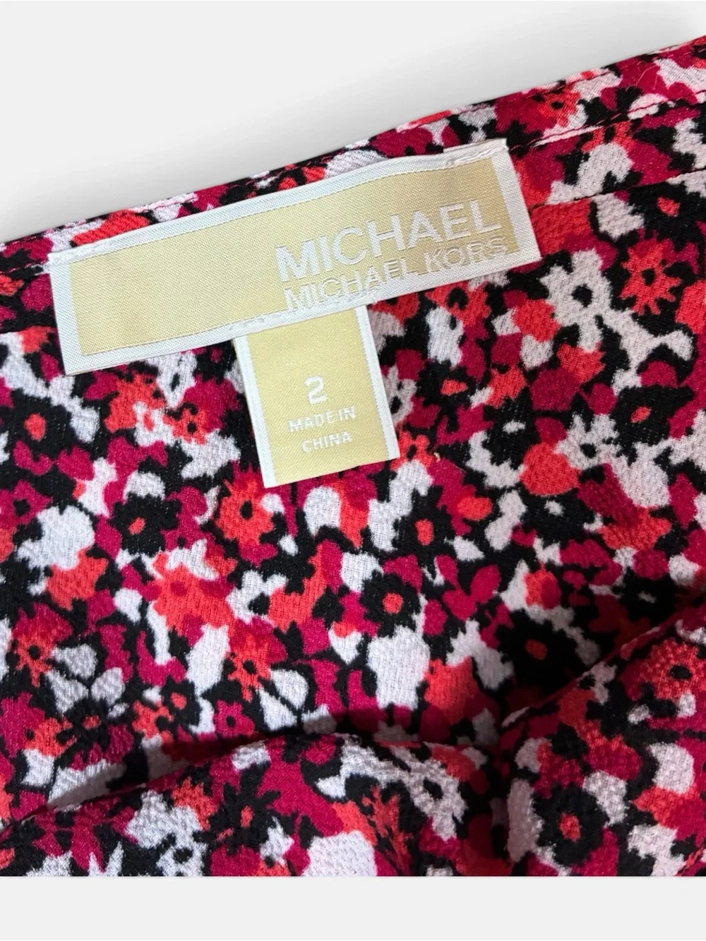 Michael Kors One-Shoulder Floral Ruffle Camisole in Burgundy and Pink Size 2